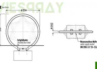 Technische Zeichnung der Abmessungen vom Wie-Spray Element "Sprühring".