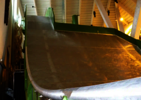 Grüne Sidewinder mit seitlicher Begrenzung und steiler Rutschfläche im Innenraum.