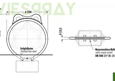 Technische Zeichnung der Abmessungen vom Wie-Spray Element "Frosch".