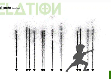 Relation der Dimensionen zwischen einem Kind und dem Wie-Spray Element "Wasserschnecke".