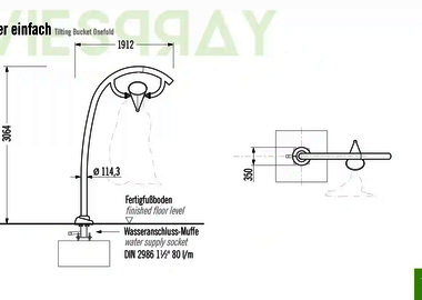 Technische Zeichnung der Abmessungen vom Wie-Spray Element "Kippeimer einfach".
