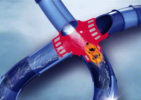 3D Animation der X-Slide Wasserrutsche.