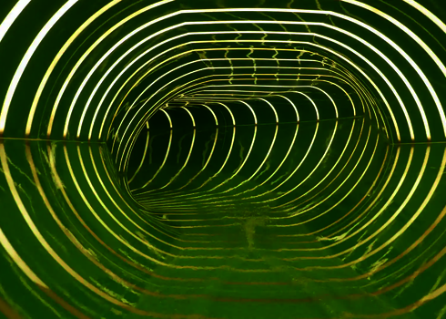 Grüner Rutschenkanal der Family Twister Wasserrutsche mit Tageslichteffekten.