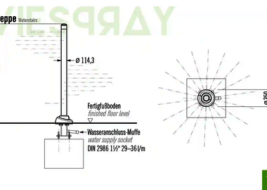 Technische Zeichnung der Abmessungen vom Wie-Spray Element "Wassertreppe".