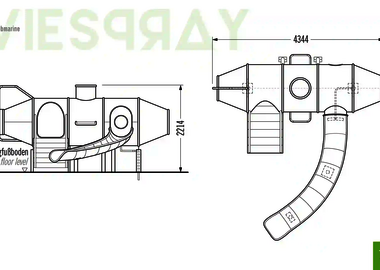 Technische Zeichnung der Abmessungen vom Wie-Spray Element U-Boot.