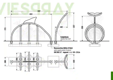 Technische Zeichnung der Abmessungen vom Wie-Spray Bauteil "wal".