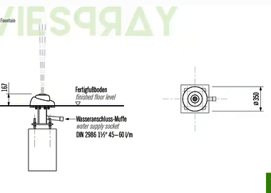 Technische Zeichnung der Abmessungen vom Wie-Spray Element "Fontäne".