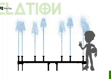 Relation der Dimensionen zwischen einem Kind und dem Wie-Spray Element "Wasserring".